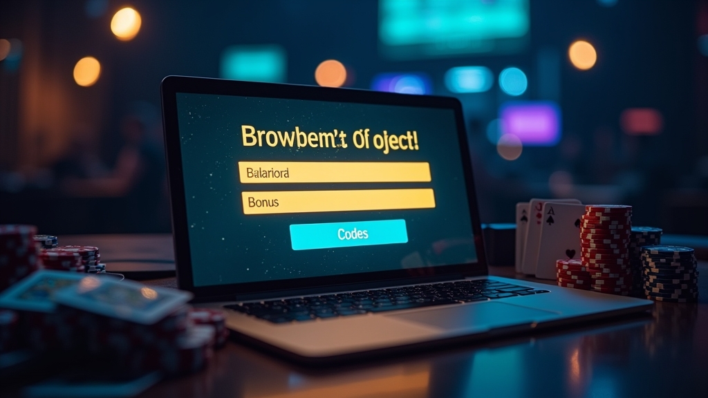 Pantalla de registro con código promocional y ambiente de casino oscuro
