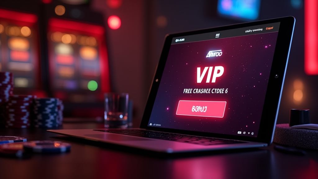 Códigos promocionales iluminados en un entorno de casino oscuro