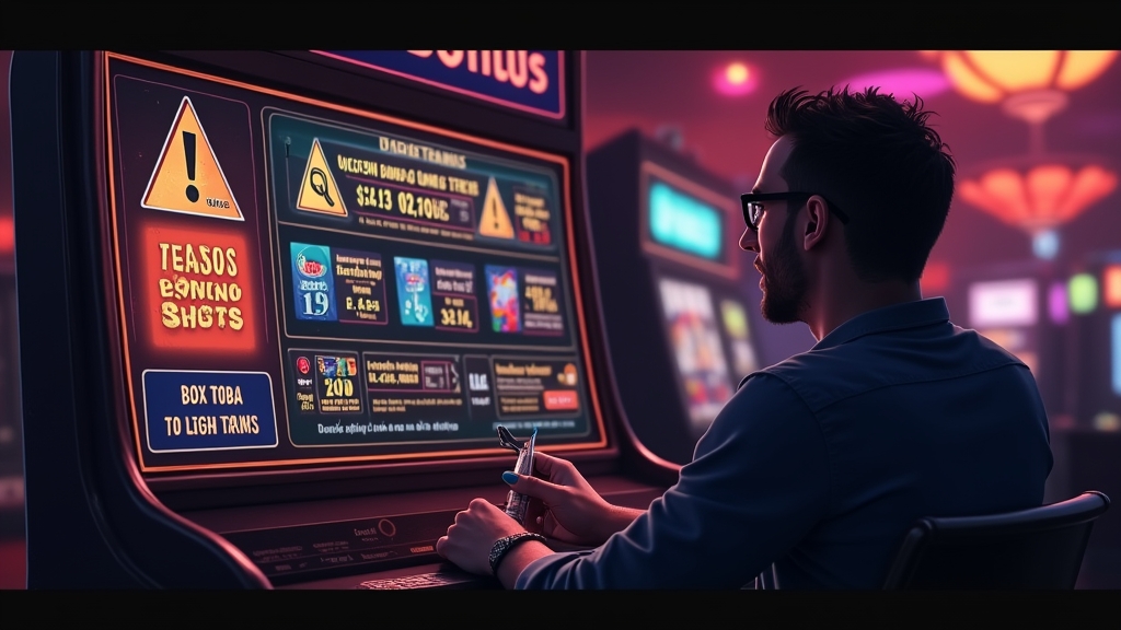 Jugador revisando errores de bono en una interfaz de casino oscura