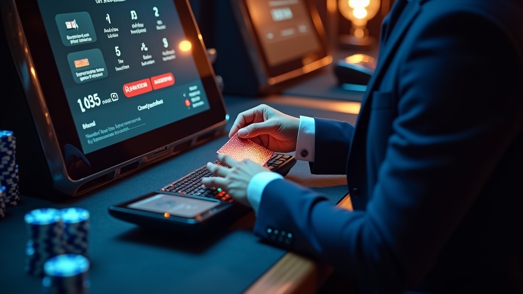 Jugador haciendo un depósito seguro en el cajero del casino