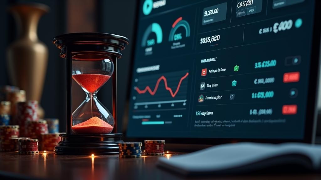 Panel de retiro con reloj, barras de tiempo y símbolos de comisión